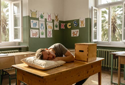 Leerer Wahlraum in einer Grundschule