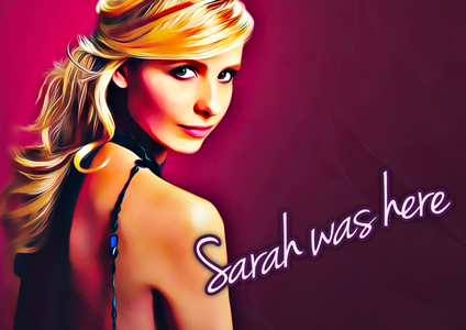 An ihrem letzten Arbeitstag hat Sarah Michelle Gellar für ihre Nachfolger ein ganz besonderes Erinnerungsstück hinterlassen Gerahmter Kunstdruck mit Aufschrift 'Sarah was here'